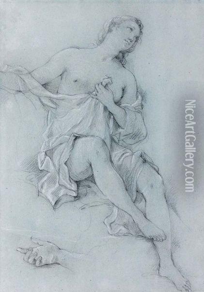 Etude De Femme Pour Venus A La Fontaine Avec Reprise D'une Main En Bas A Gauche Oil Painting - Charles Joseph Natoire