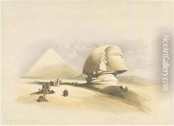 The Great Sphinx and the Pyramids of Giza, from Egypt and Nubia, Vol.1 Oil Painting - David Roberts