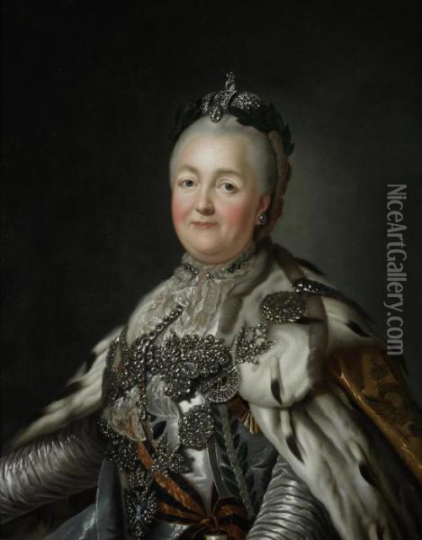 Portrait Of Catherine The Great (1762-1796) Oil Painting - Alexander Roslin