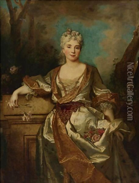 Portrait Of The Marquise De Puysegur Oil Painting - Nicolas de Largillierre
