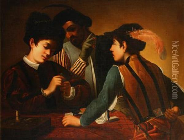 The Card Players Oil Painting - Michelangelo Merisi Da Caravaggio
