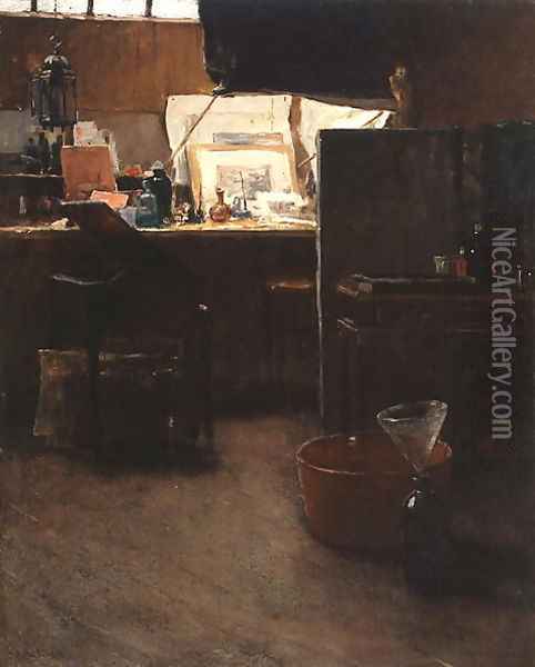 A Corner in an Etchers Studio, 1888 Oil Painting - Charles Adams Platt