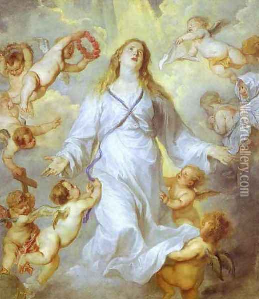 The Assumption of the Virgin Oil Painting - Sir Anthony Van Dyck