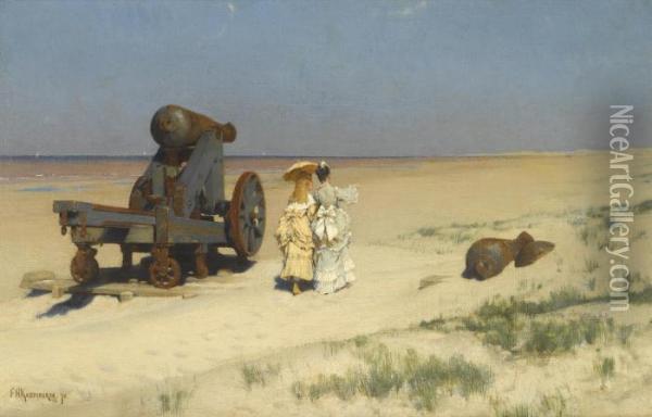 A Beach Stroll Oil Painting - Frederick Hendrik Kaemmerer
