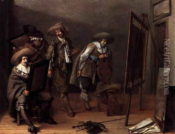Art-lovers in a Painter's Studio Oil Painting - Pieter Codde