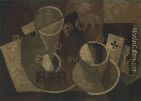 Bar Du Porto Oil Painting - Louis Marcoussis