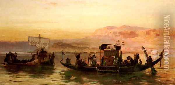 Cleopatra's Barge Oil Painting - Frederick Arthur Bridgman
