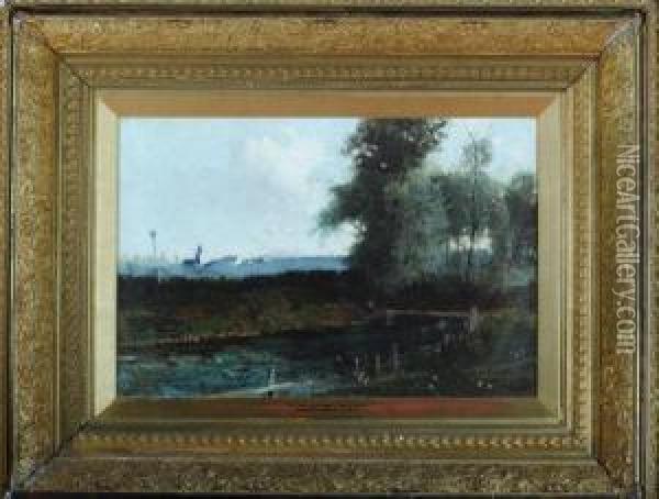 On The Tyne Near East Linton Oil Painting - Robert Noble