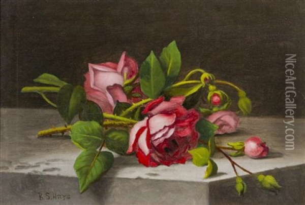Still Life Of Roses Oil Painting - Barton S. Hays