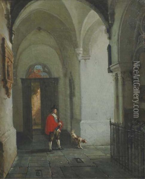 In The Cloister Oil Painting - Jean-Baptist Tetar Van Elven