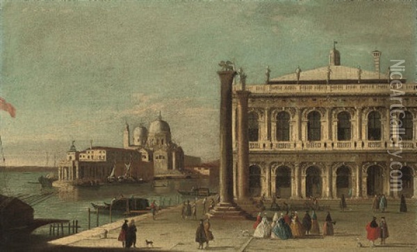 The Piazzetta, Venice, With The Libreria, The Entrance To The Grand Canal With The Dogana And Santa Maria Della Salute Oil Painting -  Master of the Langmatt Foundation Views