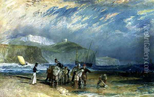 Folkestone Harbour and Coast to Devon, c.1830 Oil Painting - Joseph Mallord William Turner