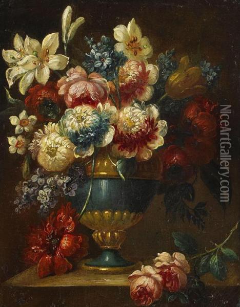 Blomsterstilleben Oil Painting - Pierre-Nicolas Huillot