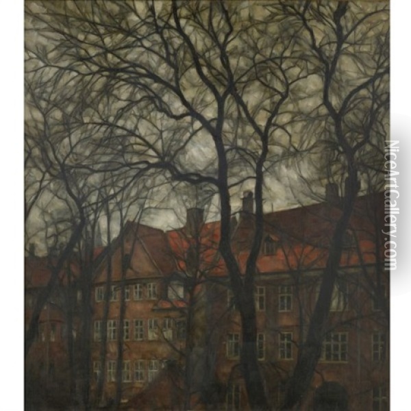 Parti Fra Noggerade I Kobenhavn (view Of Noggerade, Copenhagen) Oil Painting - Svend Hammershoi