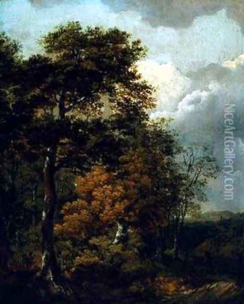 Landscape with a Peasant on a Path circa Oil Painting - Thomas Gainsborough