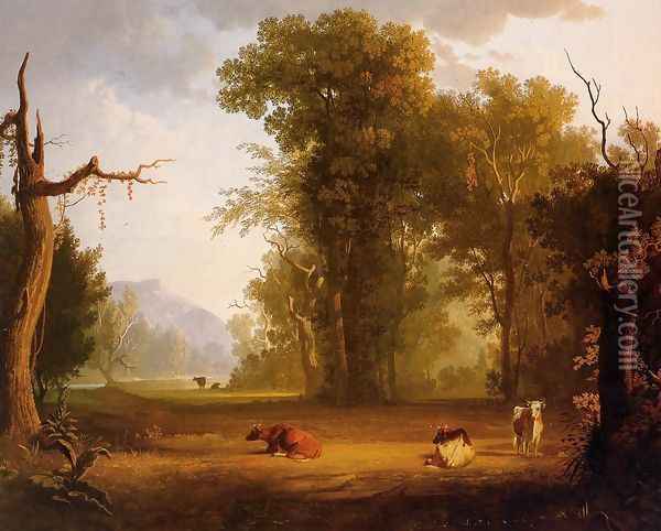 Landscape with Cattle Oil Painting - George Caleb Bingham