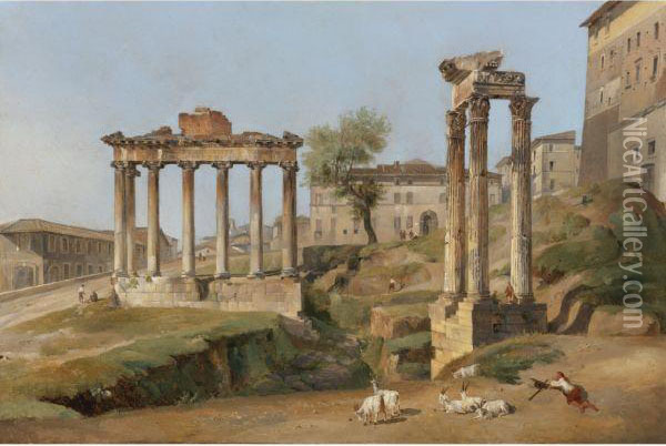 A View Of The Roman Forum Oil Painting - Lancelot Theodore Turpin De Crisse