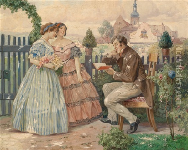 Der Vorleser Oil Painting - Rudolf Alfred Hoeger
