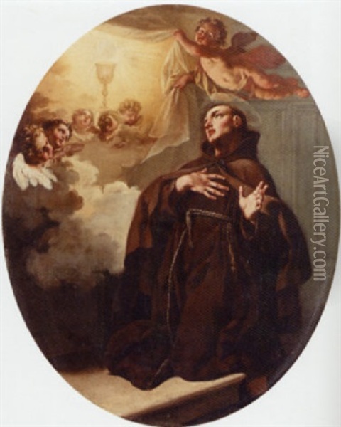 Saint Bonaventura Receiving The Sacrament Oil Painting - Francesco Polazzo