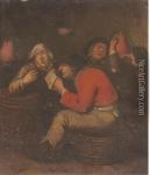 Peasants Drinking And Merrymaking Oil Painting - Adriaen Brouwer