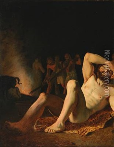 I Kyklopen Polyphems Hule Oil Painting - Constantin (Carl Christian Constantin) Hansen