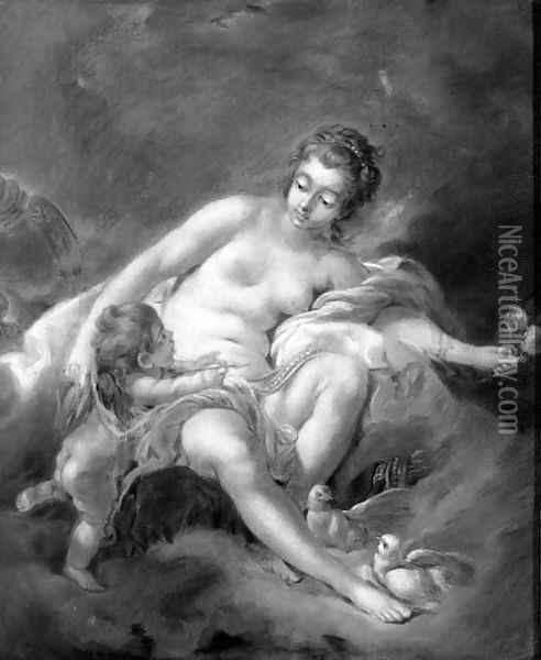 Venus playing with Cupid Oil Painting - Francois Boucher