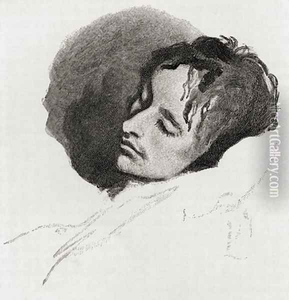 John Keats in his Last Illness, engraved after the sketch by Joseph Severn, from the book The Century Illustrated Monthly Magazine, May to October, 1883 Oil Painting - Joseph Arthur Palliser Severn