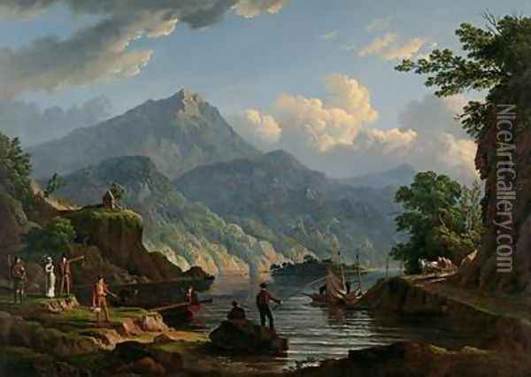 Landscape with a Tourist at Loch Katrine Oil Painting - John Knox