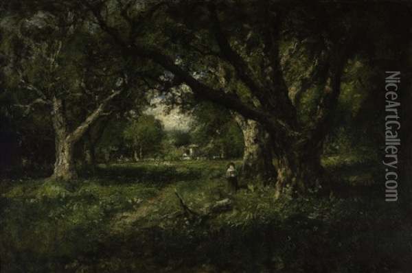 A Clearing Among The Oaks, Alameda Oil Painting - William Keith