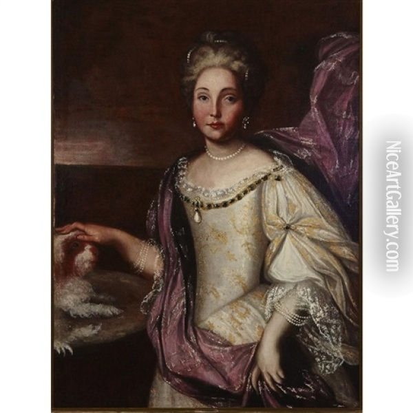 A Lady Of Quality Oil Painting - Nicolas de Largilliere