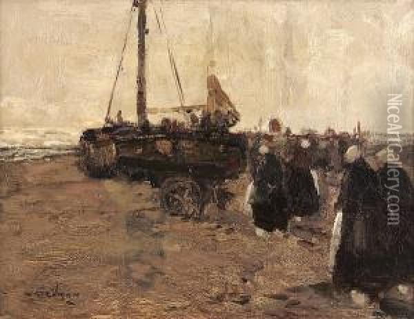 Meeting The Boats Oil Painting - William Alfred Gibson