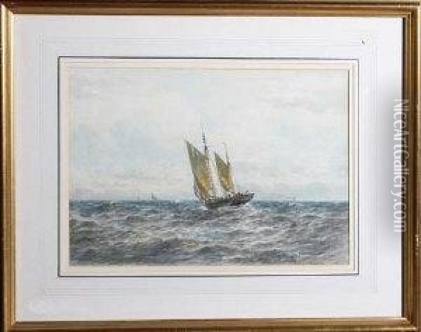 A Sailing Trawler Off The North East Coast Oil Painting - William Thomas Nicholas Boyce