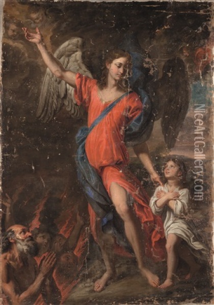 L'angelo Custode Oil Painting - Giovanni Battista Merano