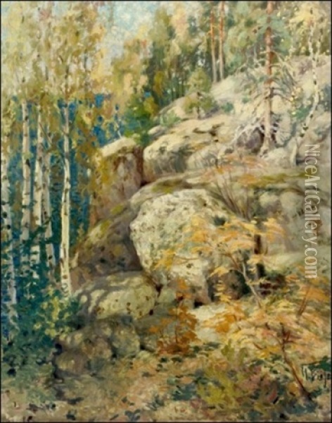 Metsanrinne Oil Painting - Helmi Ahlman Biese