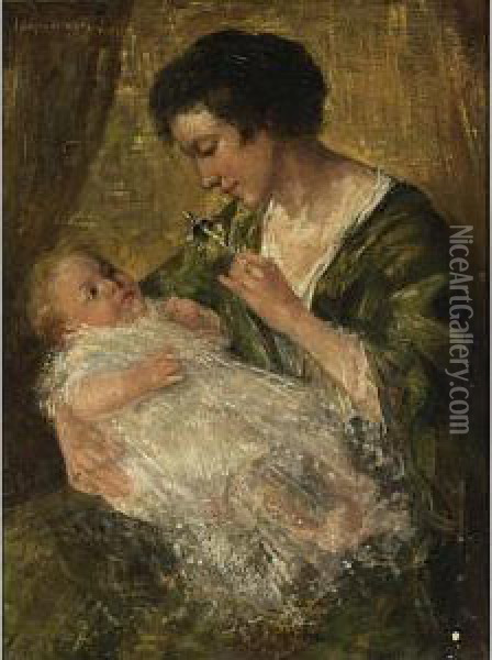 Mother And Child Oil Painting - Simon Maris
