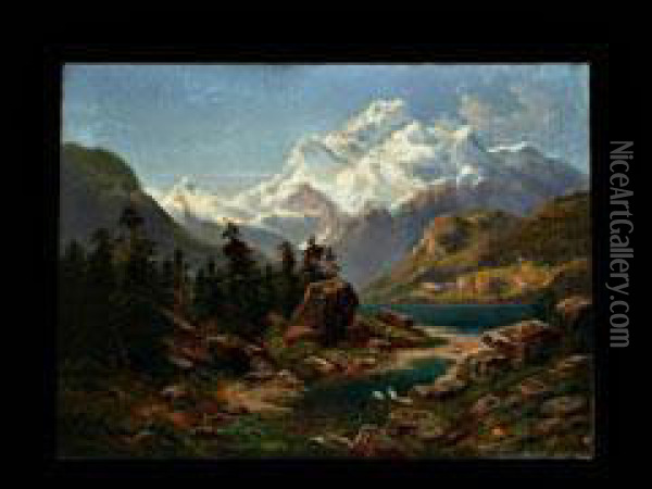 Alpenlandschaft Mit Gebirgssee Oil Painting - Eduard Wilhelm Pose