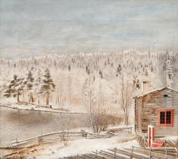 Winter Landscape Oil Painting - Ferdinand Wilhelm Von Wright