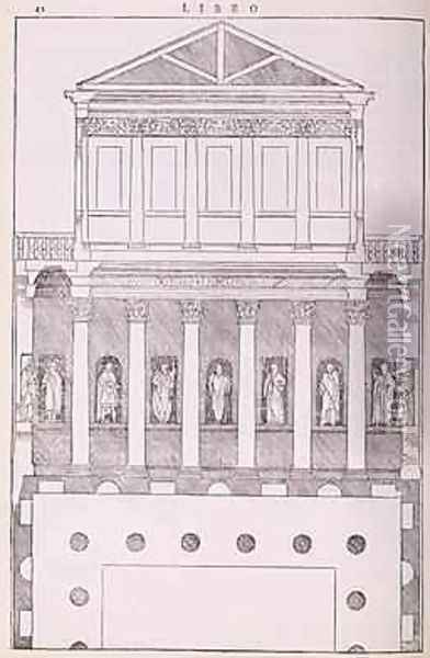 A private Greek house, illustration from a facsimile copy of I Quattro Libri dellArchitettura written by Palladio, originally published 1570 Oil Painting - Andrea Palladio