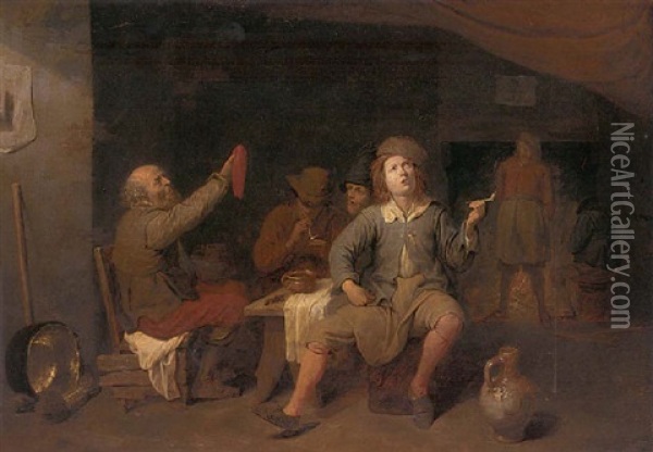 Peasants Smoking In A Tavern Oil Painting - David Ryckaert III