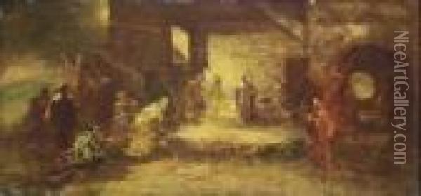 L'etoile De Bethleem (o Adoration Des Mages) Oil Painting - Adolphe Joseph Th. Monticelli
