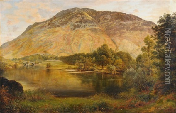 Landschaft Mit Kleinem See Und Felsen Im Hintergrund Oil Painting - George Vicat Cole