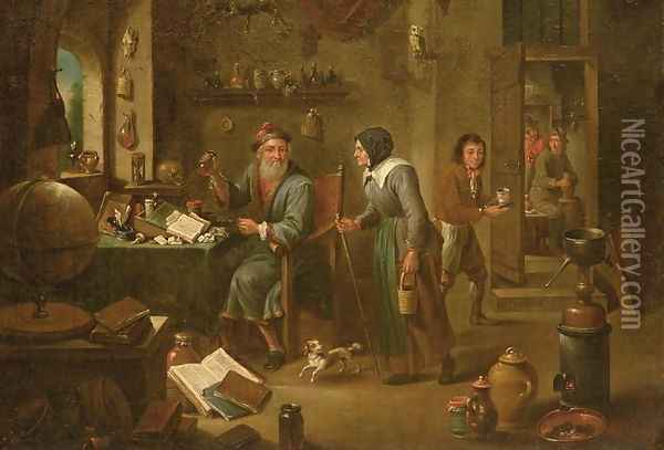 The Alchemists study Oil Painting - David The Elder Teniers