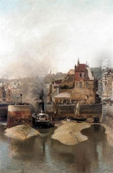 Harbour Scene In France Oil Painting - Nikolai Nikolaevich Gritsenko