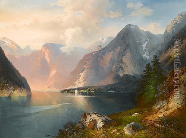 Alpine Lake Oil Painting - Nicolai Von Astudin
