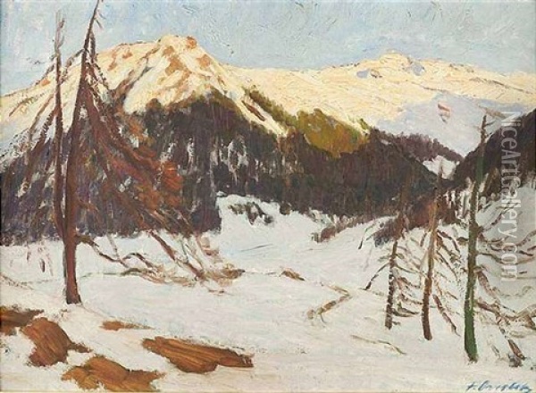 Winterabend In Den Bergen Oil Painting - Fritz Overbeck