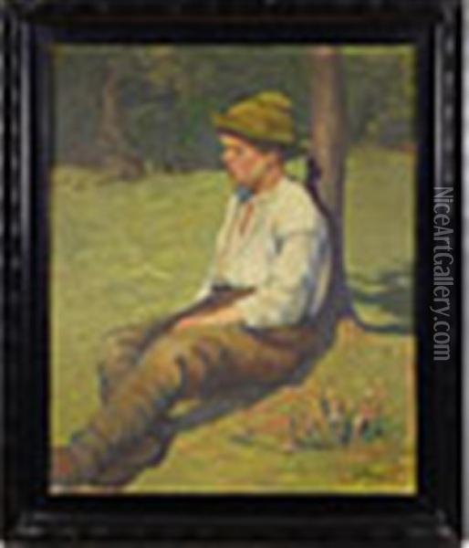 Resting Boy Oil Painting - Frantisek Horky