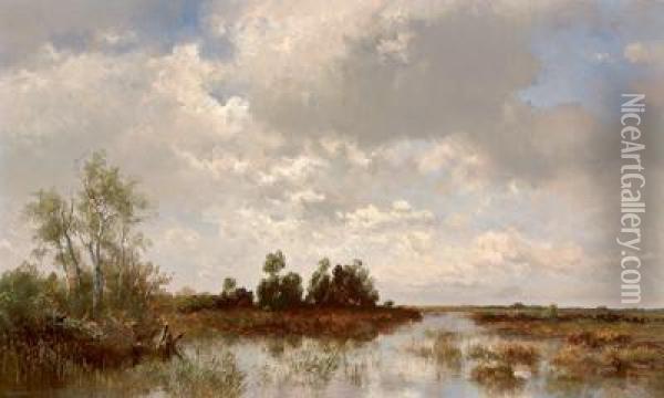 Paesaggio Palustre Con Mucche Che Pascolano Oil Painting - Joseph Wenglein