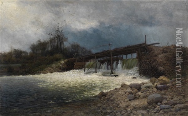 The Weir Oil Painting - Viktor Pavlovitch Baturin