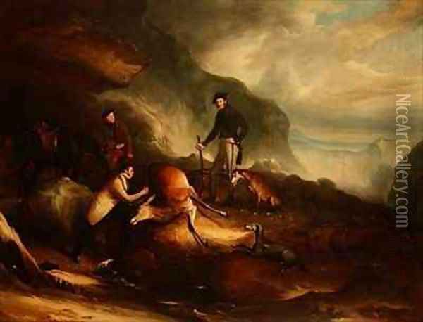 Sir Harry Goodrich deer stalking Oil Painting - John Snr Ferneley