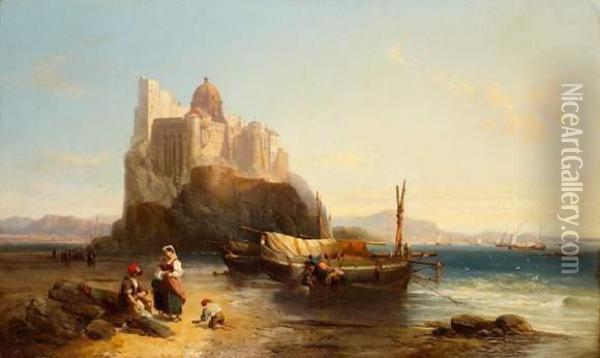Le Chateau D'ischia, Naples Oil Painting - James Webb